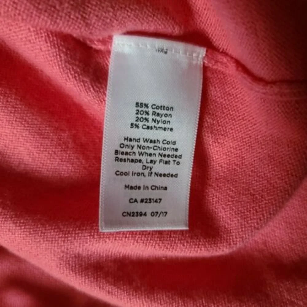 Talbots Long Sleeve Scoop Neck Sweater Top Size 2XP Pink Fringe Hem Slit NWT